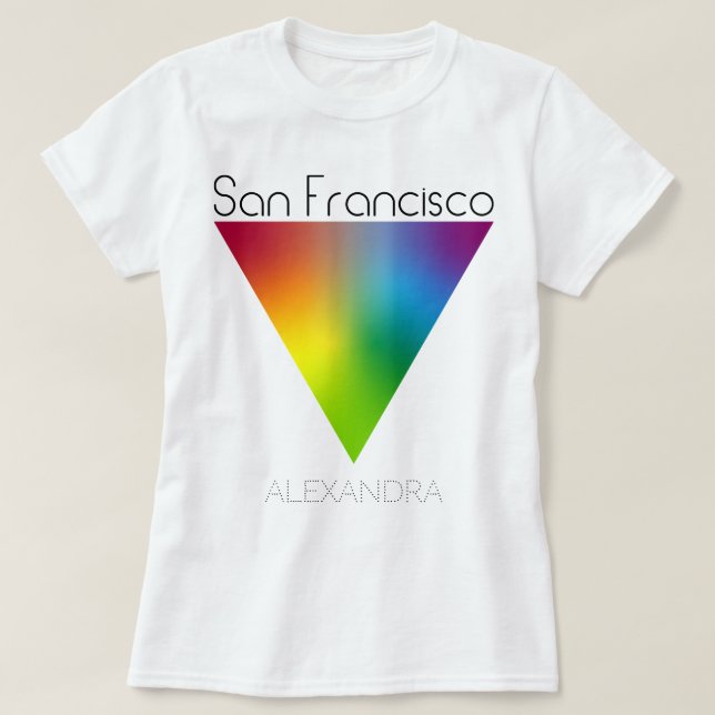 Camiseta Nome do Triângulo Arco-Íris do Orgulho LGBT do Gay (Frente do Design)