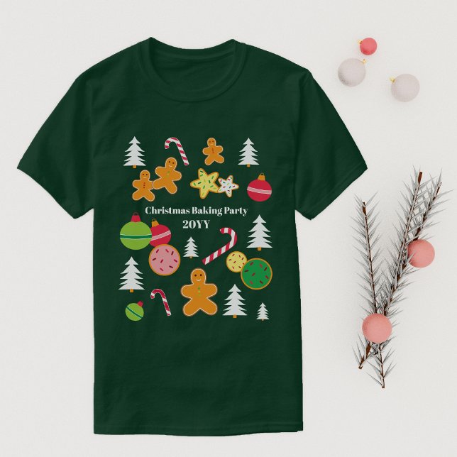 Camiseta Nome e Ano do Evento do Tema do Pão de Natal (Criador carregado)