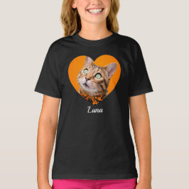 Camiseta Nome e Foto de Coração com Tipografia Moderna Fofa