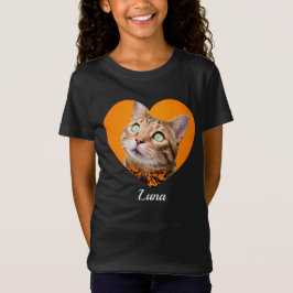 Camiseta Nome e Foto do Pet com Tipografia Moderna e Coraçã