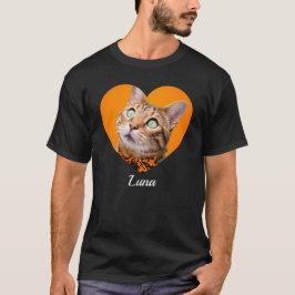 Camiseta Nome e Foto do Pet com Tipografia Moderna e Coraçã