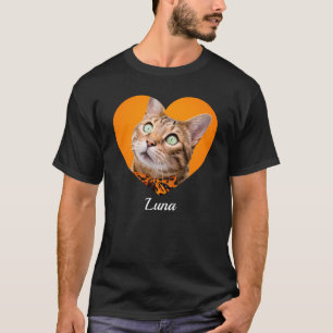 Camiseta Nome e Foto do Pet com Tipografia Moderna e Coraçã