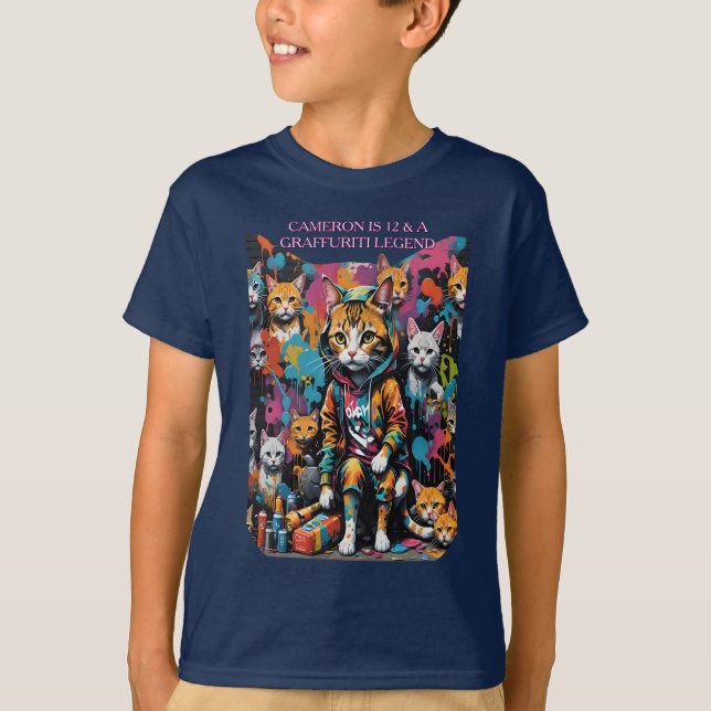 Camiseta Nome e Idade do Grafite Legend Street Cat Kid (Frente)