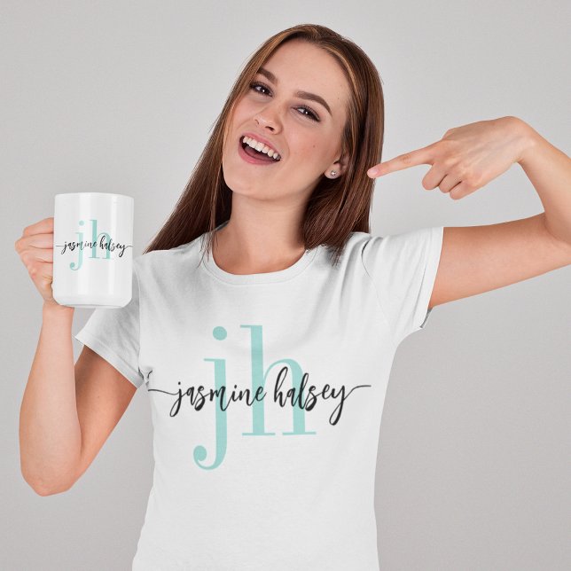 Camiseta Nome e Iniciais de Tendências Simples (Criador carregado)