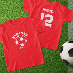 Camiseta Nome e número da equipe de futebol infantil