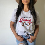Camiseta Nome e Número do Jogador de Futebol Personalizado<br><div class="desc">T-Shirt de Futebol Frente e Traseira Personalizada - mostrada na Design Athletic,  apresenta o texto "Futebol" com texto que pode ser personalizado para o nome do time,  sobrenome do jogador e número de camisa. As cores das cinzas vermelho,  marrom de couro e carvão podem ser personalizadas.</div>