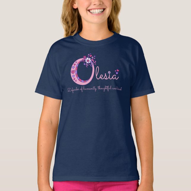 Camiseta Nome e significado das raparigas Olesia A Monogram (Frente)