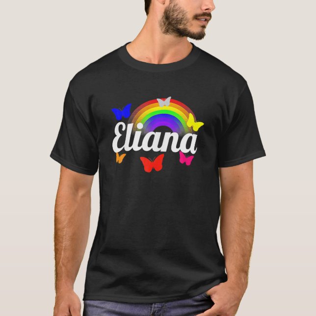Camiseta Nome Eliana Introdução Kidcore Rainbow Hello Kin (Frente)