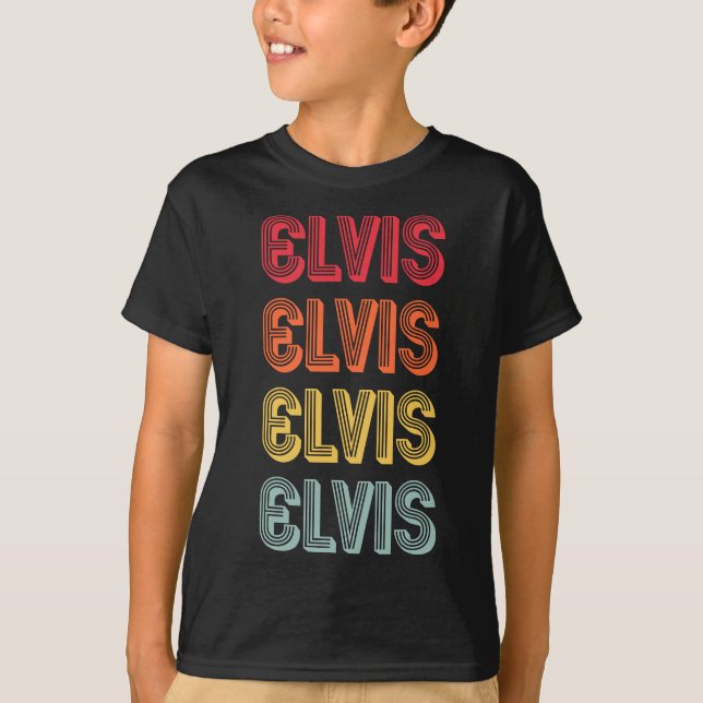 Camiseta Nome ELVIS Personalizado Funny Retro Vintage Birth (Frente)