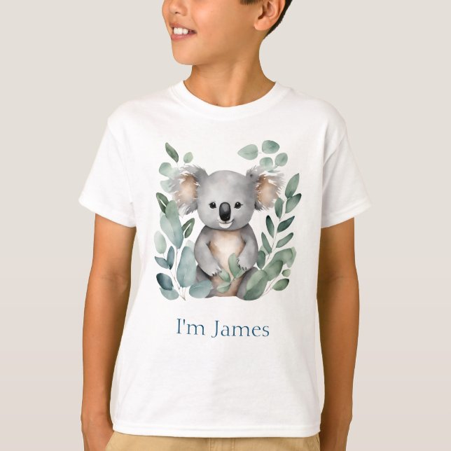Camiseta Nome Gêmeo Personalizado Watercolor Koala Bear (Frente)