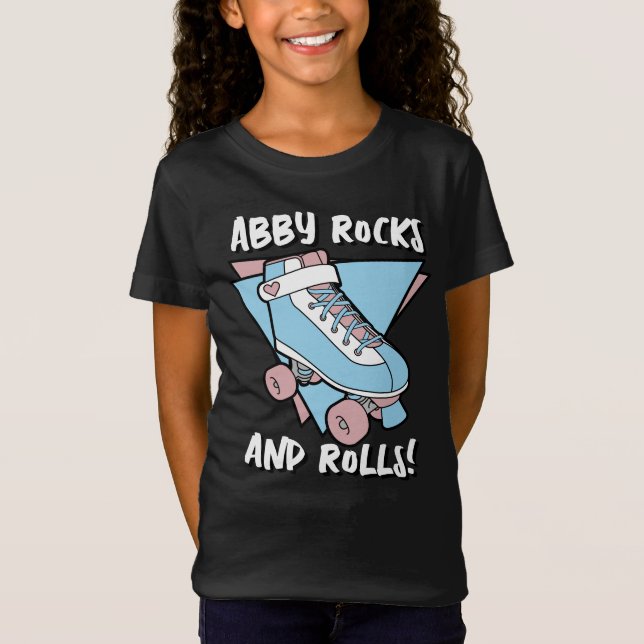 Camiseta Nome Girativo Pastel Blue Pink Roller Skate (Frente)