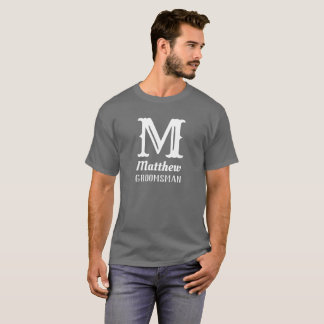 Camiseta Nome Inicial Monograma do Padrinho Casamento Cinza