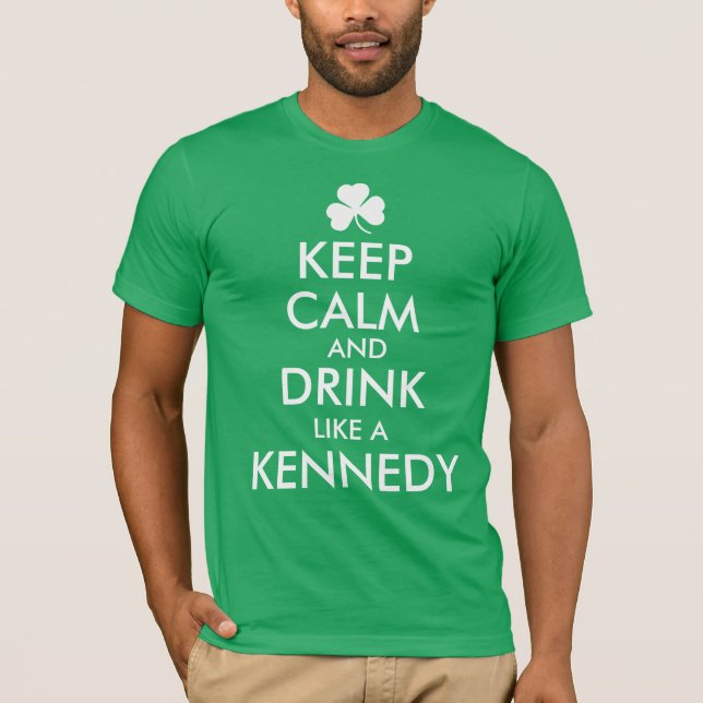 Camiseta Nome Irlandês Personalizado Manter Calmo e Beber C (Frente)