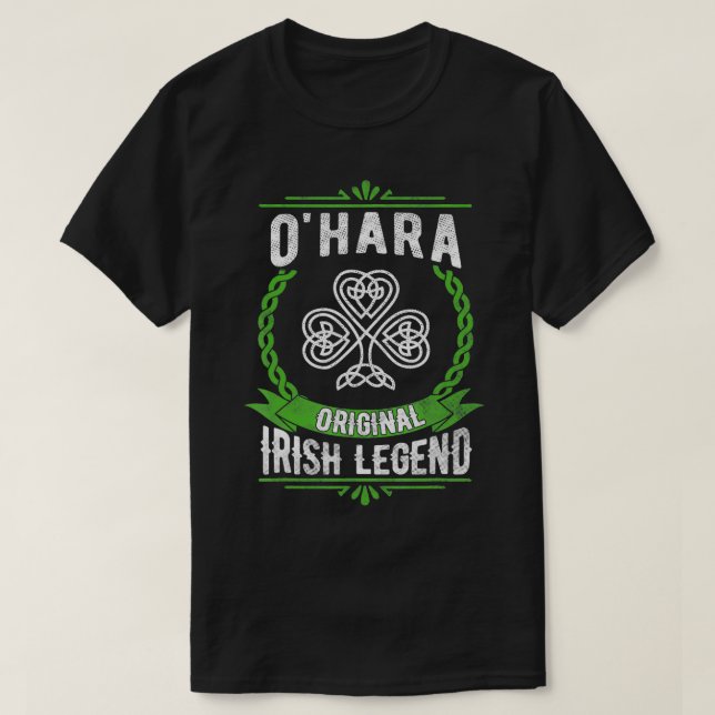 Camiseta Nome IrlandêsShamrock Dia de São Patrício Verde (Frente do Design)