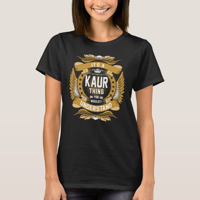 Camiseta Nome KAUR, nome da família KAUR crest (Frente)