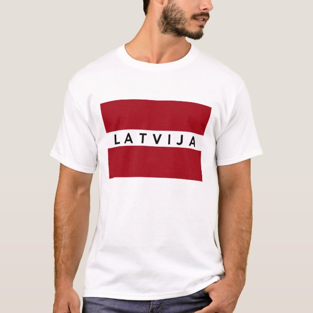 Camiseta Nome letão do texto de Latvija do país da bandeira (Frente)