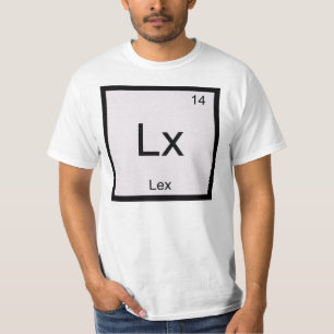 Camiseta Nome Lex Elemento Químico Tabela Periódica