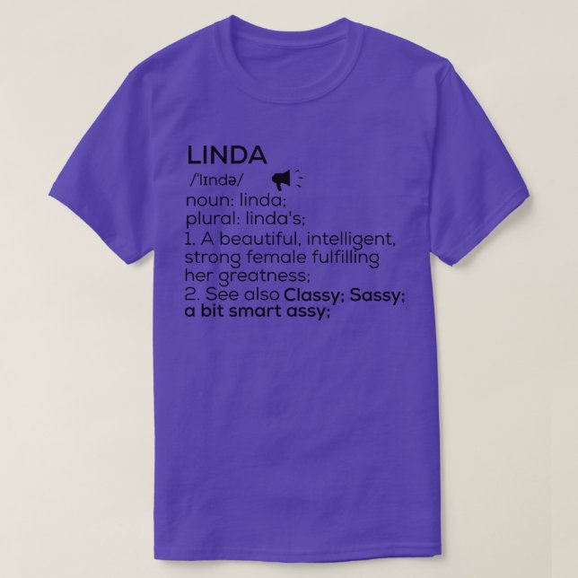 Camiseta Nome Linda Definição Linda Nome da Mulher (Frente do Design)