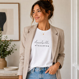 Camiseta Nome Monograma | Moderno Minimalista Elegante