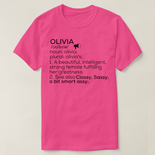 Camiseta Nome Olivia Definição Olivia Nome feminino (Frente do Design)