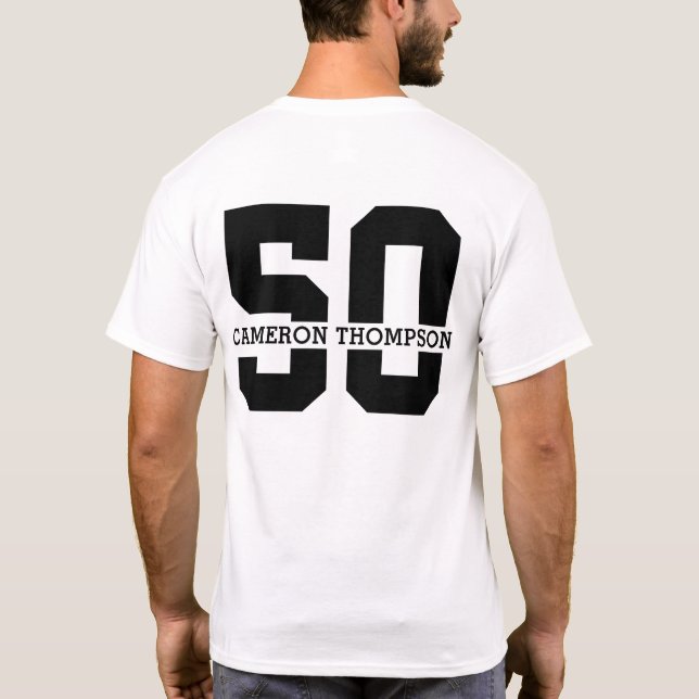Camiseta Nome Personalizado 50º Aniversário Moderno (Verso)