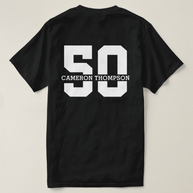 Camiseta Nome Personalizado 50º Aniversário Moderno (Verso do Design)
