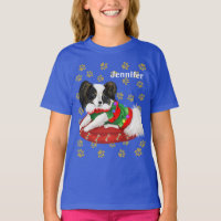Nome Personalizado Adorável de Papillon de Natal