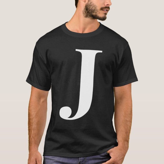 Camiseta Nome Personalizado alfabeto Letra inicial J (Frente)