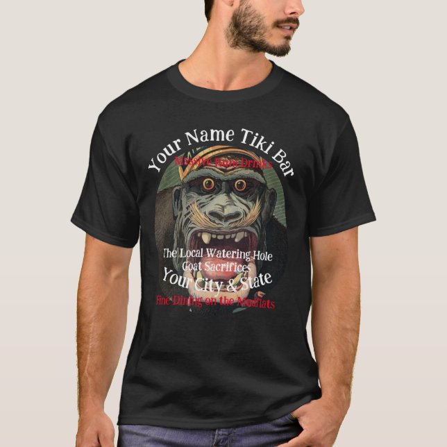 Camiseta Nome Personalizado Bar Tiki Sua Cidade e Estado T- (Frente)