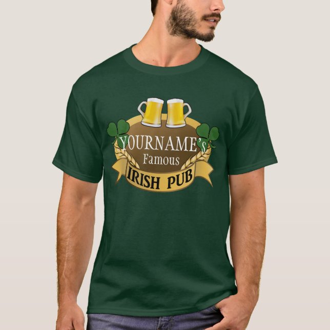 Camiseta Nome Personalizado Beer Irish Pub Dia de São Patrí (Frente)