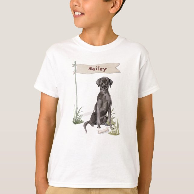 Camiseta Nome personalizado Black Lab Pet Dog (Frente)