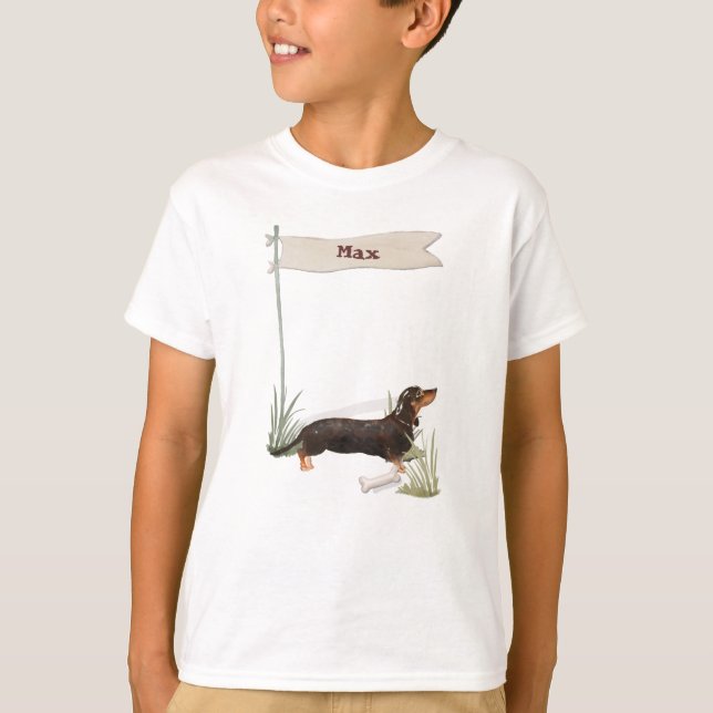 Camiseta Nome personalizado Black & Tan Dachshund Pet Dog (Frente)