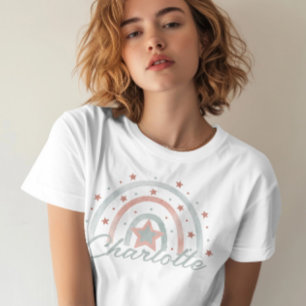 Camiseta Nome Personalizado Boho Rainbow