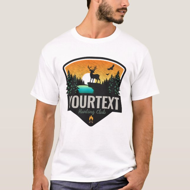 Camiseta NOME Personalizado Caça Selvagem de Elk Sunset (Frente)