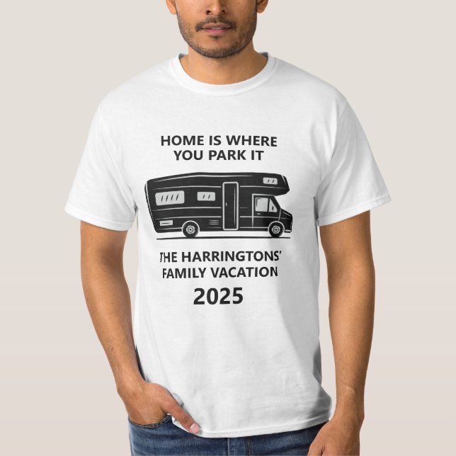 Camiseta Nome Personalizado & Camper Van de Texto (Frente)