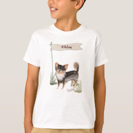 Camiseta Nome Personalizado Cão-Pet Chihuahua de Longa Cabe