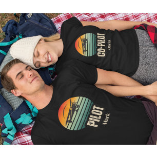 Camiseta Nome Personalizado Casal Correspondente PILOTO Pôr