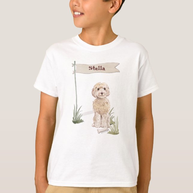Camiseta Nome Personalizado Champagne Cockapoo Pet Dog (Frente)