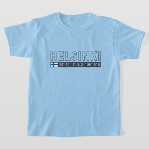 Camiseta Nome Personalizado Coordenadas Helsinque
