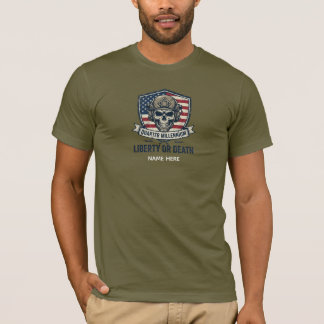 Camiseta Nome Personalizado Crânio Tático 250 Anos Liberdad
