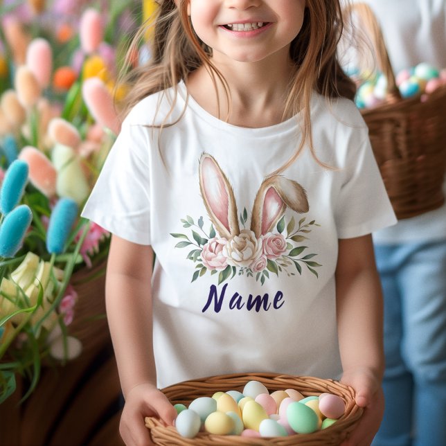 Camiseta Nome Personalizado Cute Easter Bunny Kids (Criador carregado)