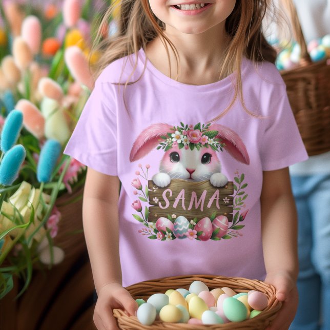 Camiseta Nome Personalizado Cute Easter Bunny Kids (Criador carregado)