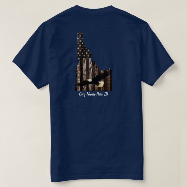 CAMISETA NOME PERSONALIZADO DA CIDADE EAGLE BRNT WD - IDAHO (Verso do Design)