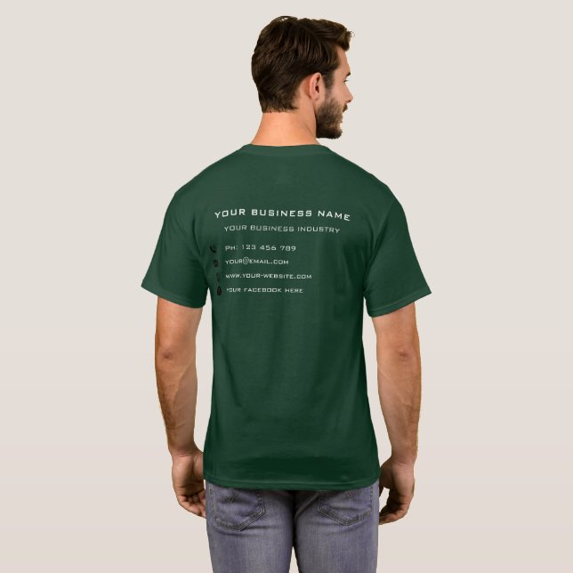 Camiseta Nome Personalizado da Empresa Informações sobre Te (Parte Traseira Completa)
