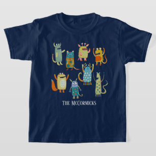 Camiseta Nome Personalizado da Família Monster