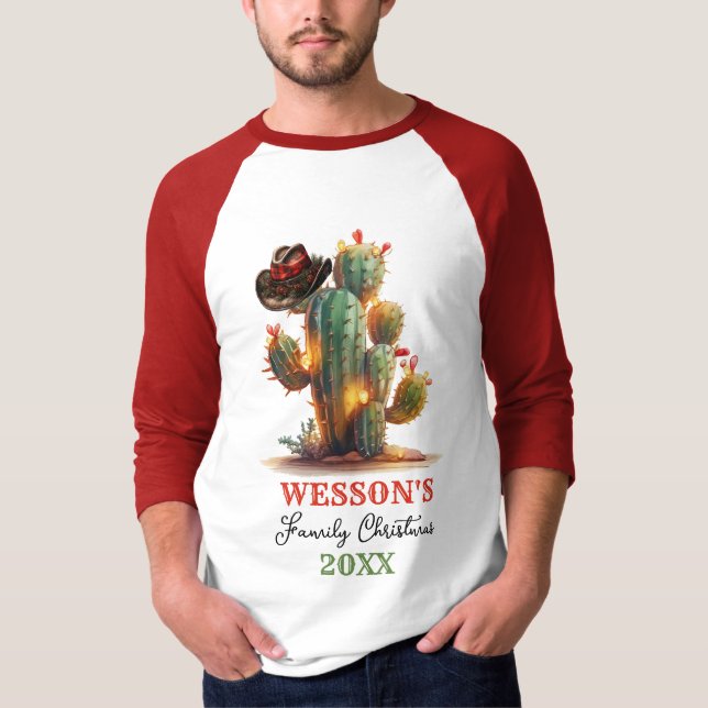 Camiseta Nome Personalizado da Família Ocidental Cactus Nat (Frente)