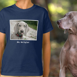 Camiseta Nome personalizado da foto do cão de Weimaraner e