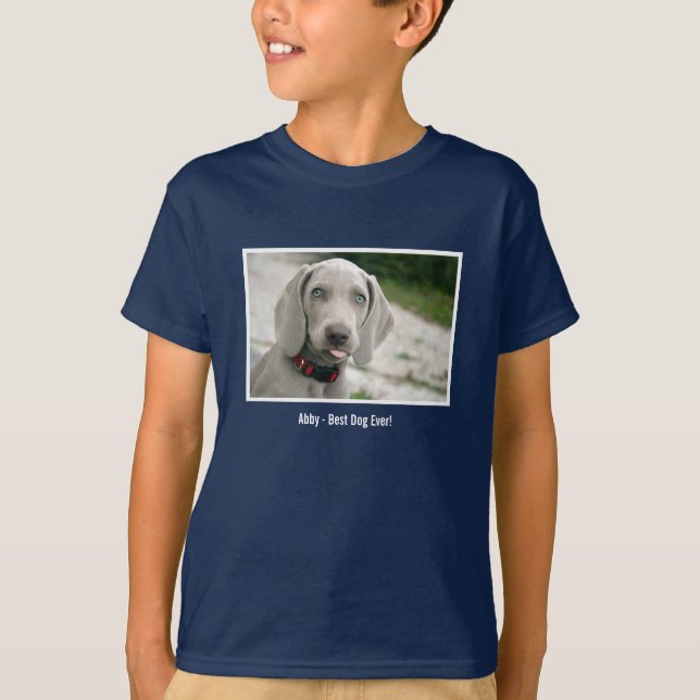 Camiseta Nome personalizado da foto do cão de Weimaraner e (Frente)