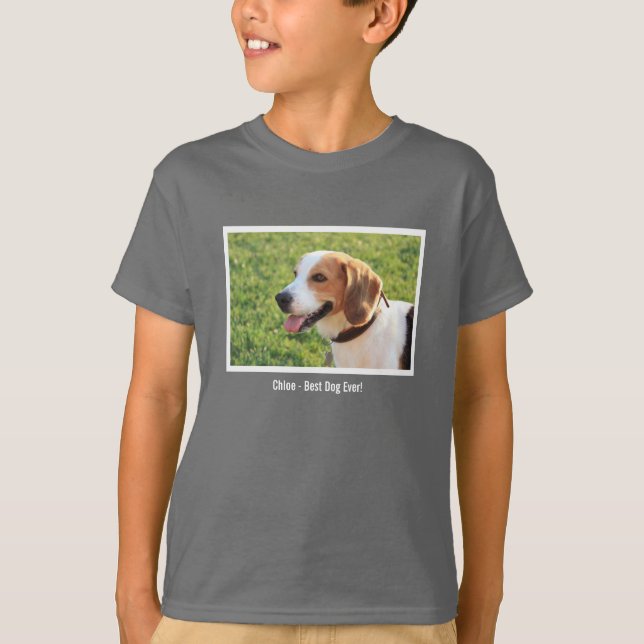 Camiseta Nome personalizado da foto do cão do lebreiro e do (Frente)