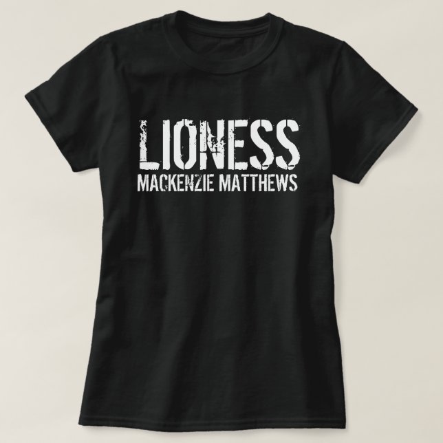 Camiseta Nome personalizado da Lioness Black and White Wome (Frente do Design)